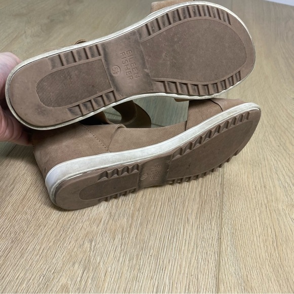 Eileen Fisher Sport Suede Criss Cross Banded Wedge Platform Sandals - Picture 4 of 5